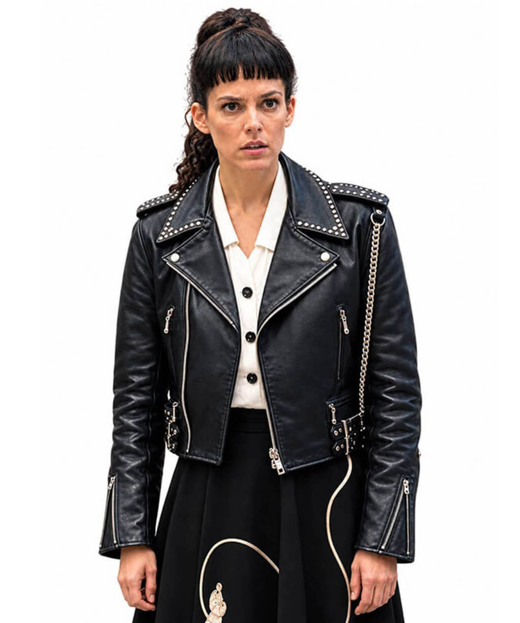 Riley Keough Alpha Gang 2026 Biker Leather Jacket