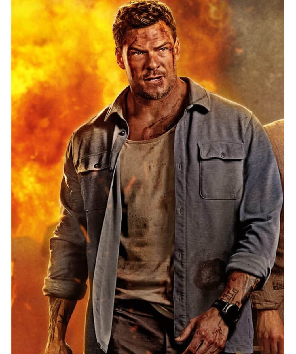 Runner 2026 Alan Ritchson Blue Cotton Jacket