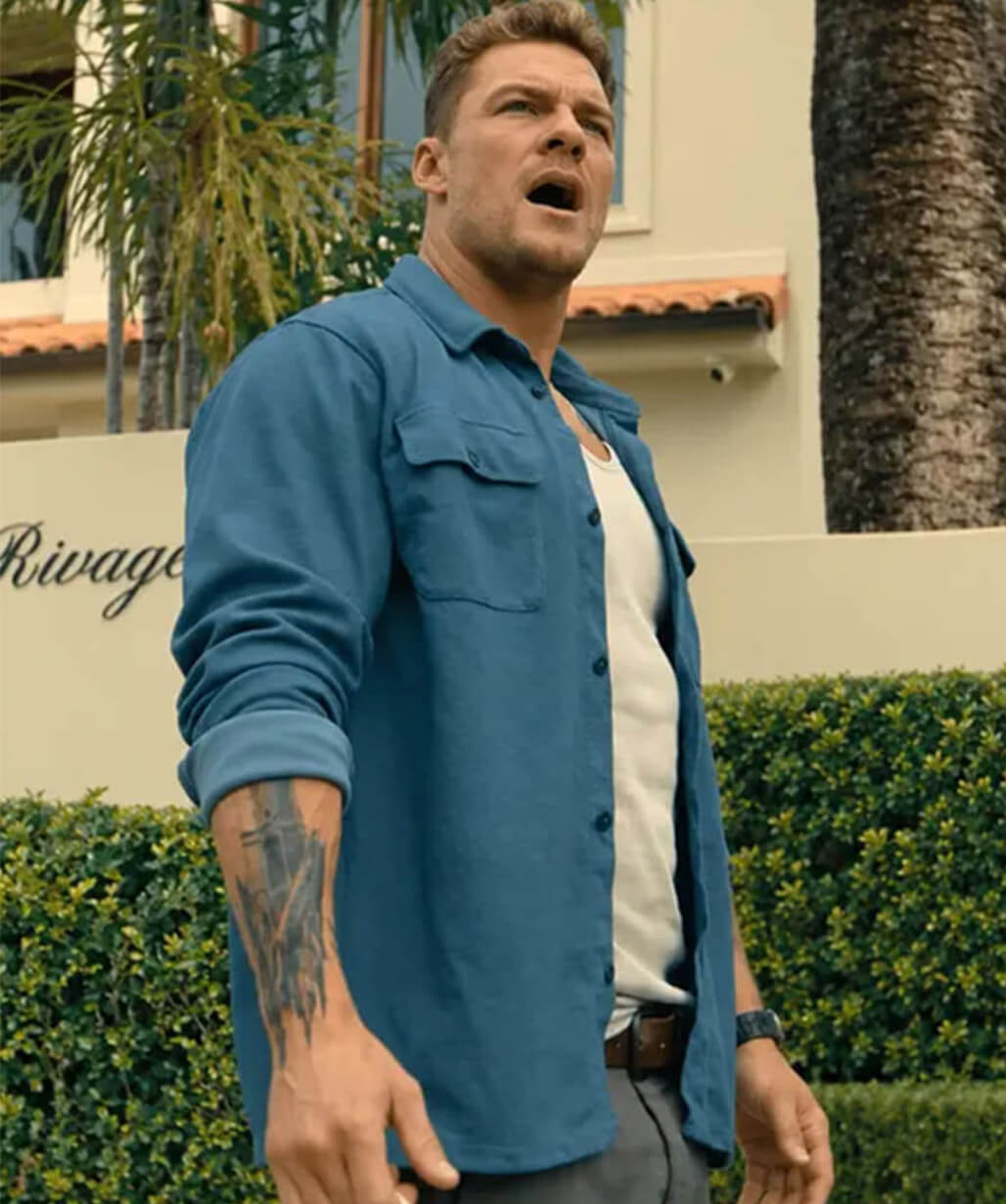 Runner 2026 Alan Ritchson Blue Cotton Jacket