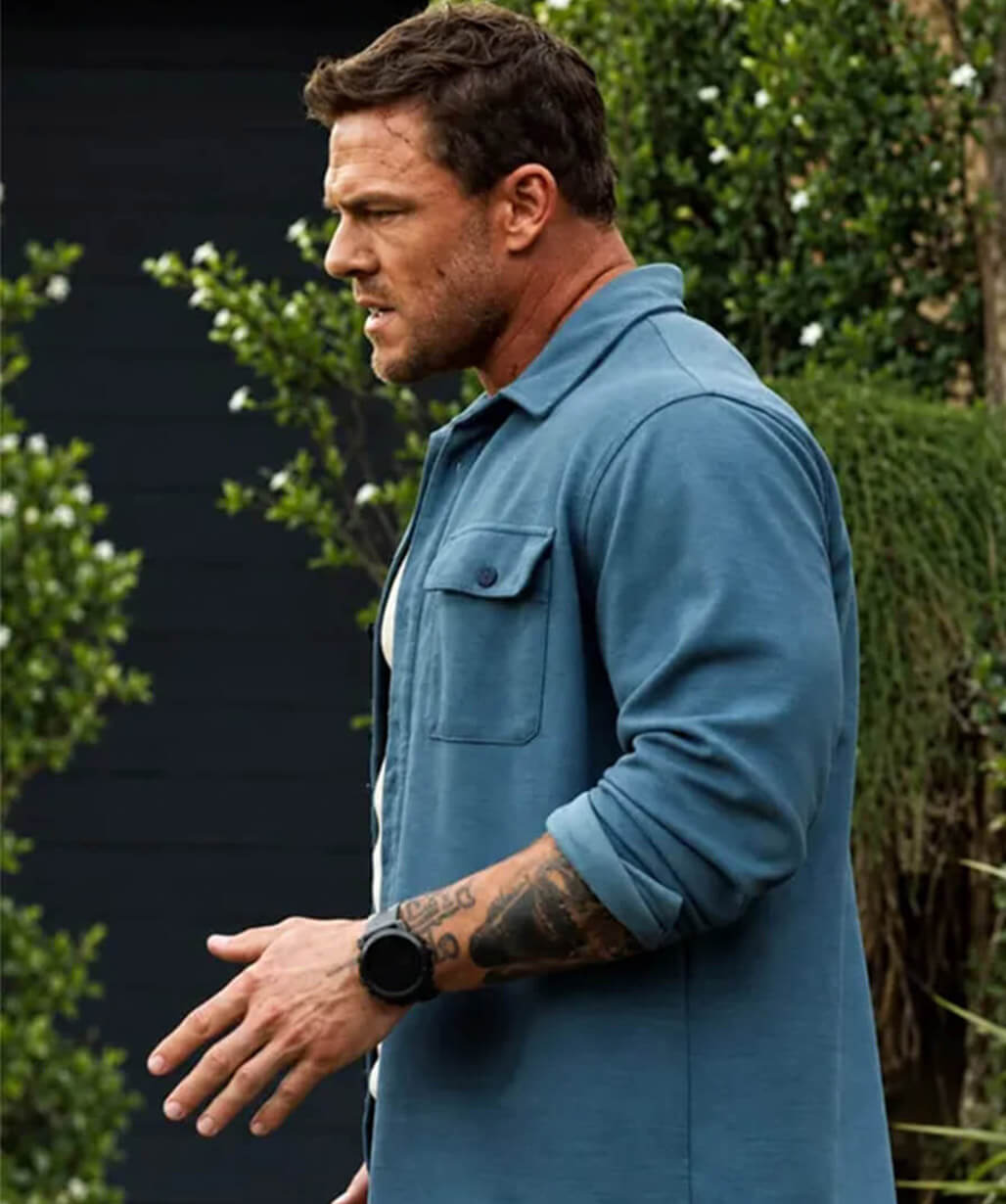Runner 2026 Alan Ritchson Blue Cotton Jacket