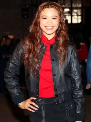 Storm Reid NYC 2026 Black Leather Jacket
