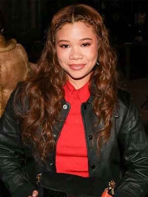 Storm Reid NYC 2026 Black Leather Jacket