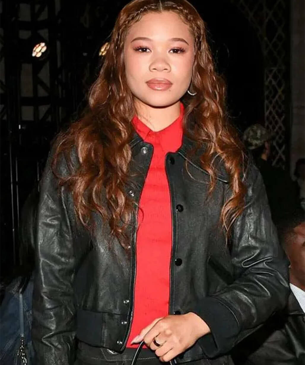 Storm Reid NYC 2026 Black Leather Jacket