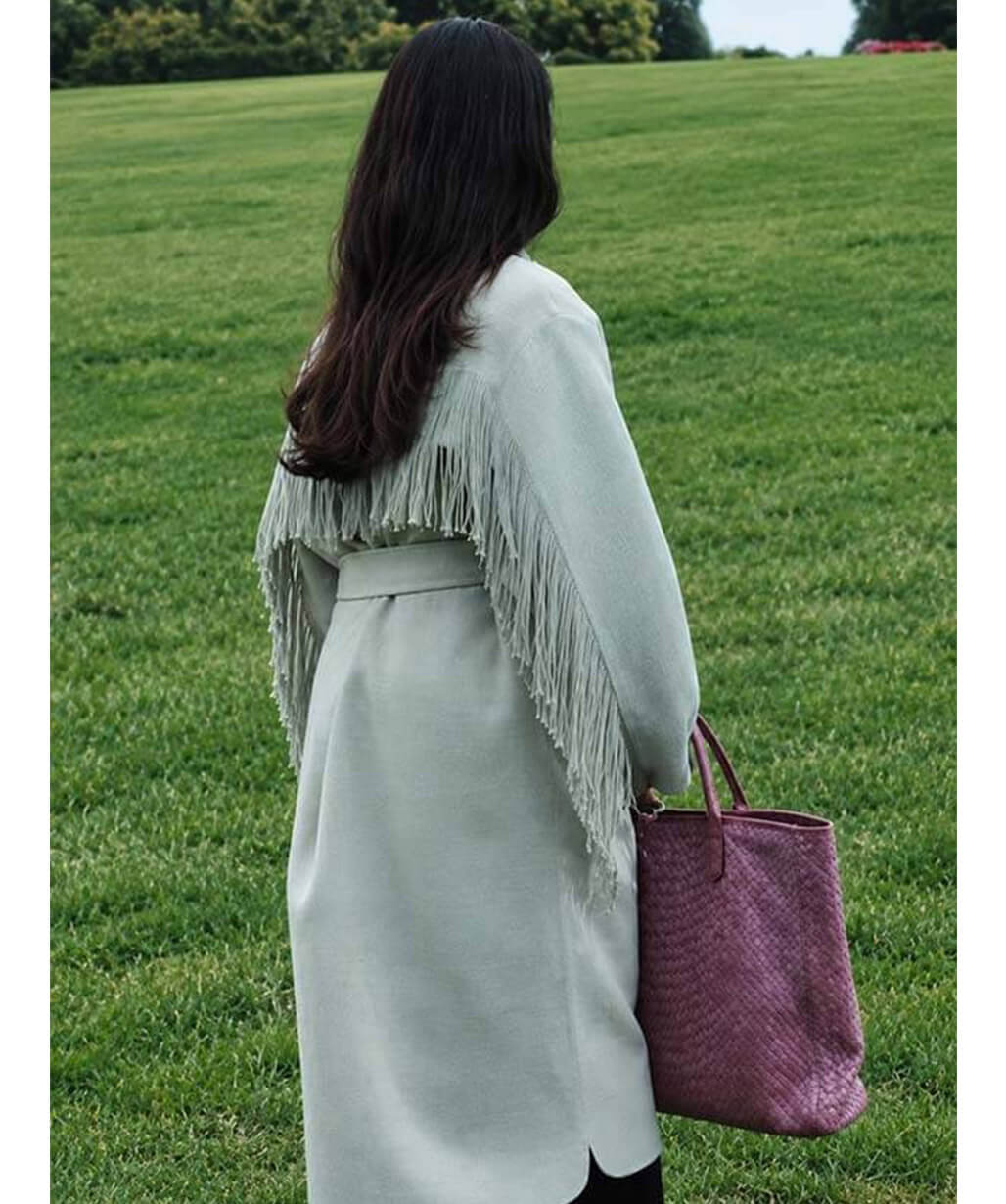 Susie Glass The Gentlemen S02 White Fringe Coat