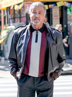 Sylvester Stallone Tulsa King Black Leather Jacket