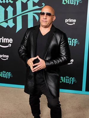 Vin Diesel The Bluff 2026 Black Leather Coat