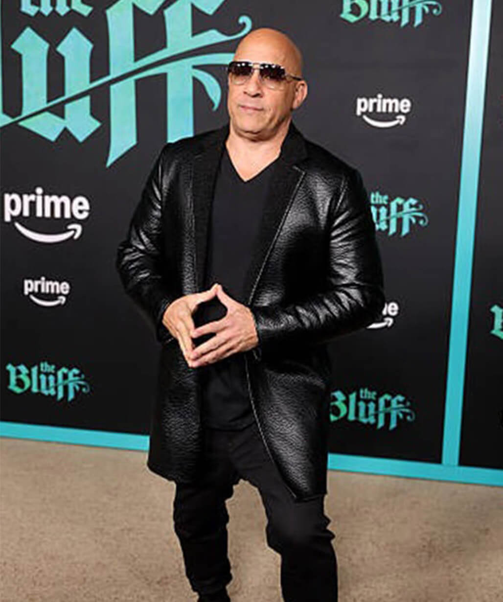 Vin Diesel The Bluff 2026 Black Leather Coat