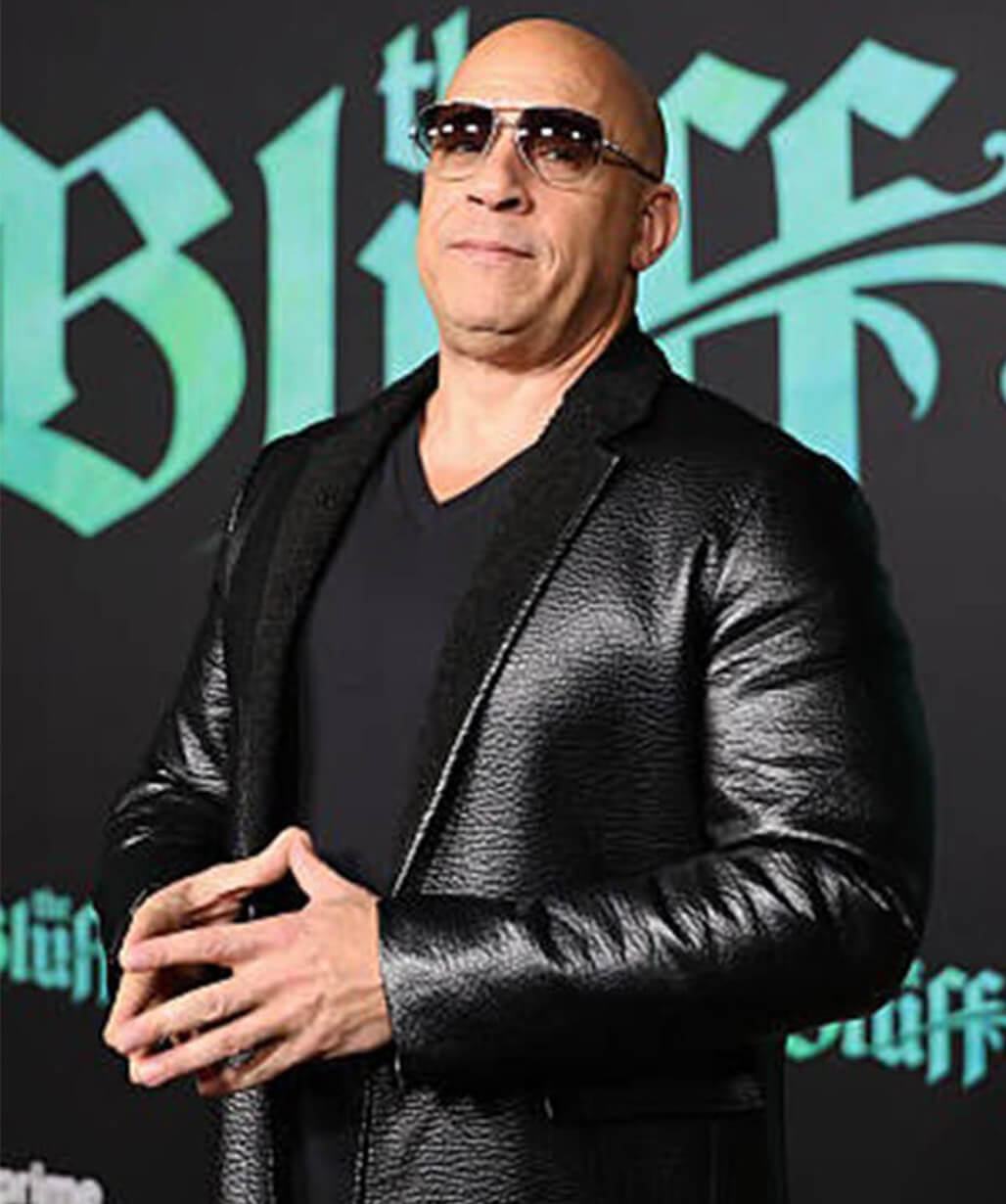 Vin Diesel The Bluff 2026 Black Leather Coat