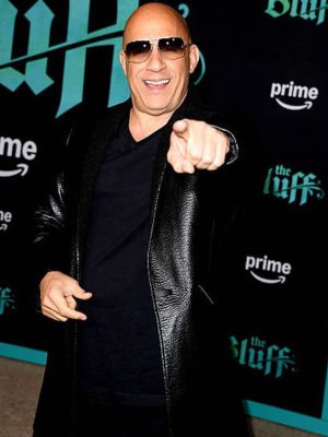 Vin Diesel The Bluff 2026 Black Leather Coat
