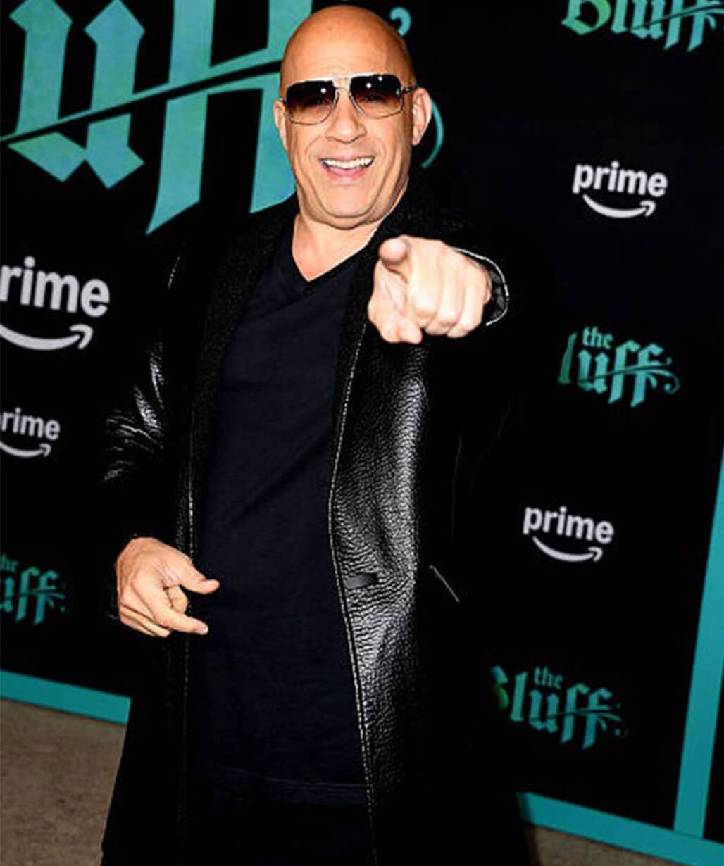 Vin Diesel The Bluff 2026 Black Leather Coat