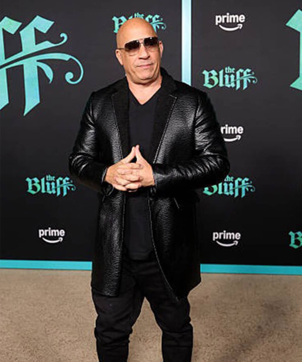 Vin Diesel The Bluff 2026 Black Leather Coat