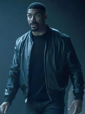 Aaron Pierre Lanterns 2026 Black Leather Bomber Jacket