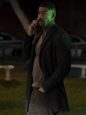 Aaron Pierre Lanterns S01 John Stewart Black Wool Coat