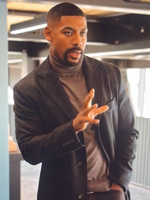 Aaron Pierre Lanterns S01 John Stewart Black Wool Coat