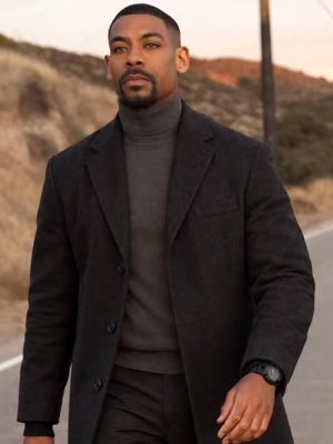 Aaron Pierre Lanterns S01 John Stewart Black Wool Coat