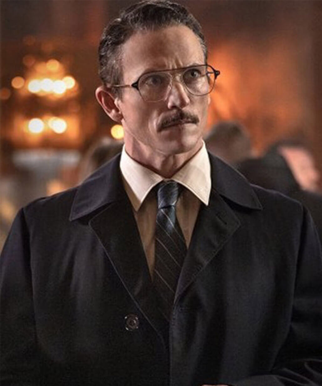 American Hostage 2026 Jonathan Tucker Black Wool Coat