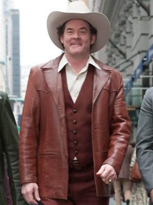 David Koechner Anchorman 2 Champ Kind Brown Leather Jacket