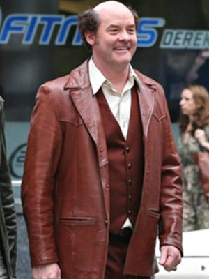 David Koechner Anchorman 2 Champ Kind Brown Leather Jacket