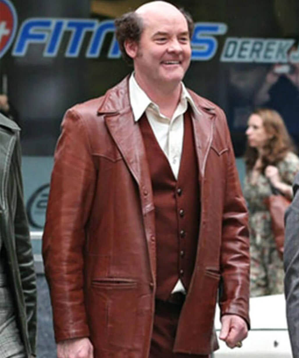 David Koechner Anchorman 2 Champ Kind Brown Leather Jacket