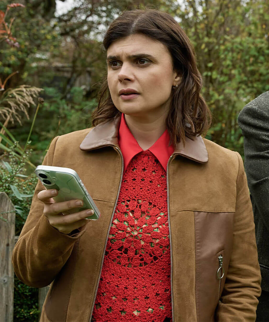 Death Valley S02 Janie Mallowan Brown Suede Jacket