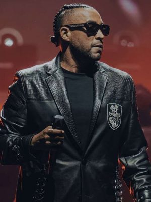 Don Omar The Last King World Tour 2026 Black Leather Coat