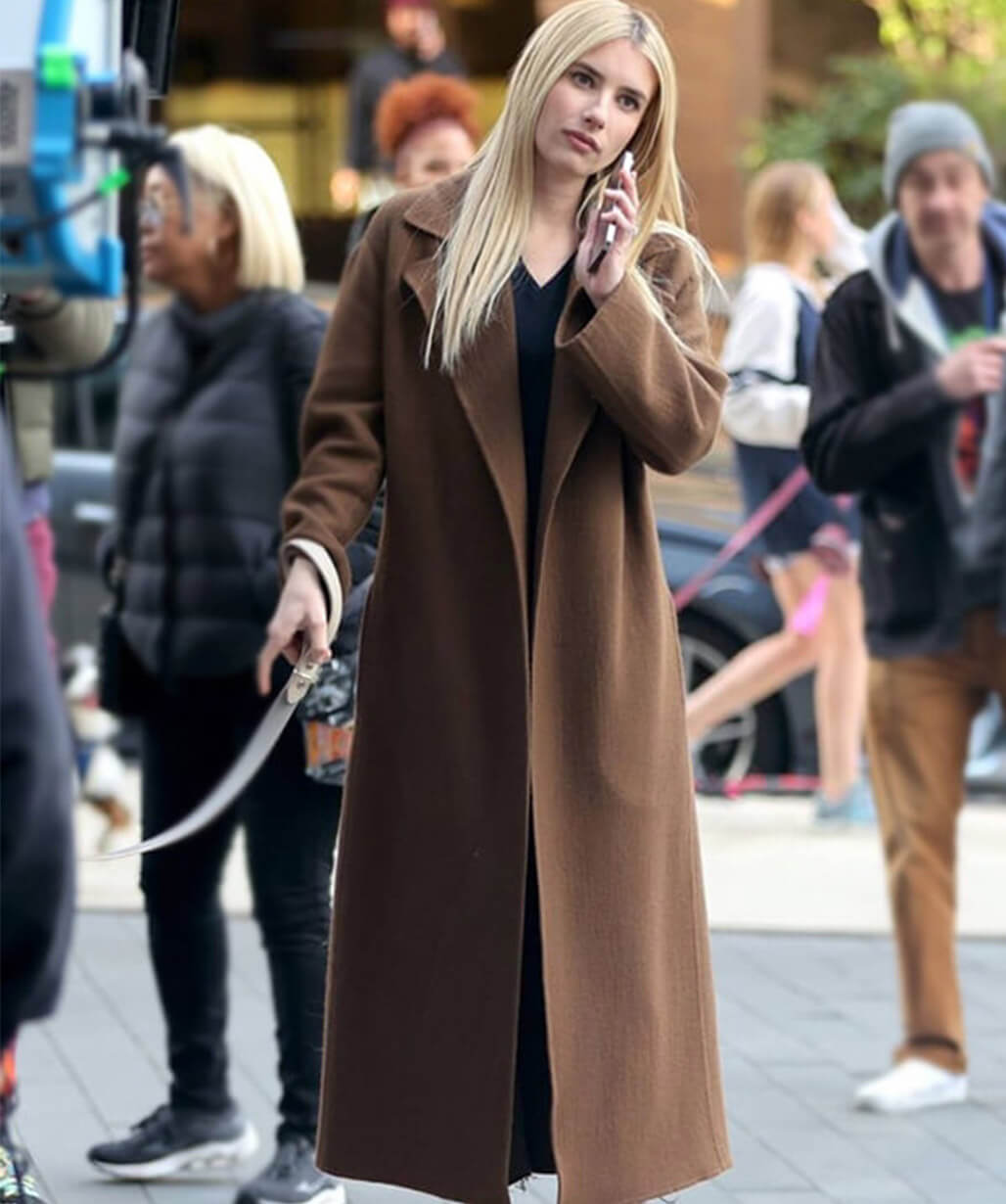 Emma Roberts American Horror Story S12 Brown Wool Coat