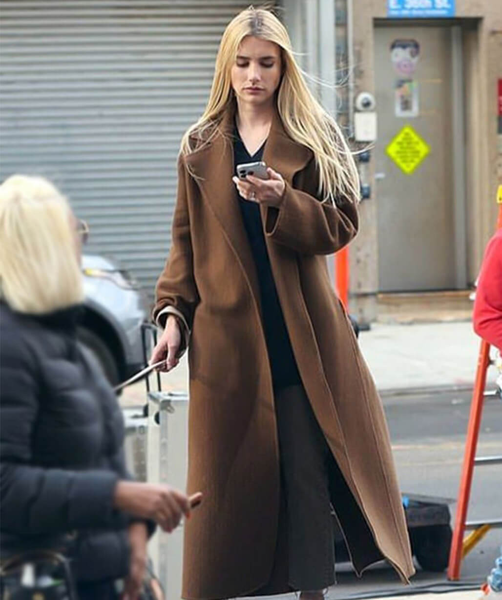 Emma Roberts American Horror Story S12 Brown Wool Coat