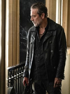 Jeffrey Dean Morgan The Walking Dead City Black Leather Coat