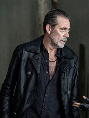 Jeffrey Dean Morgan The Walking Dead City Black Leather Coat