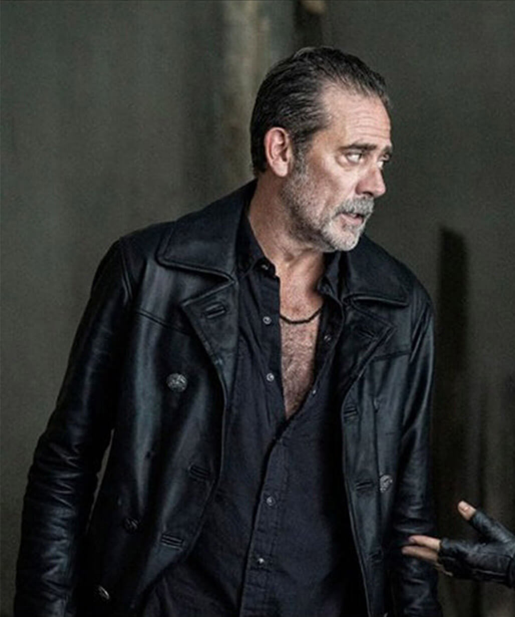Jeffrey Dean Morgan The Walking Dead City Black Leather Coat