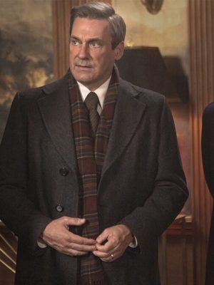 Jon Hamm American Hostage 2026 Grey Wool Coat