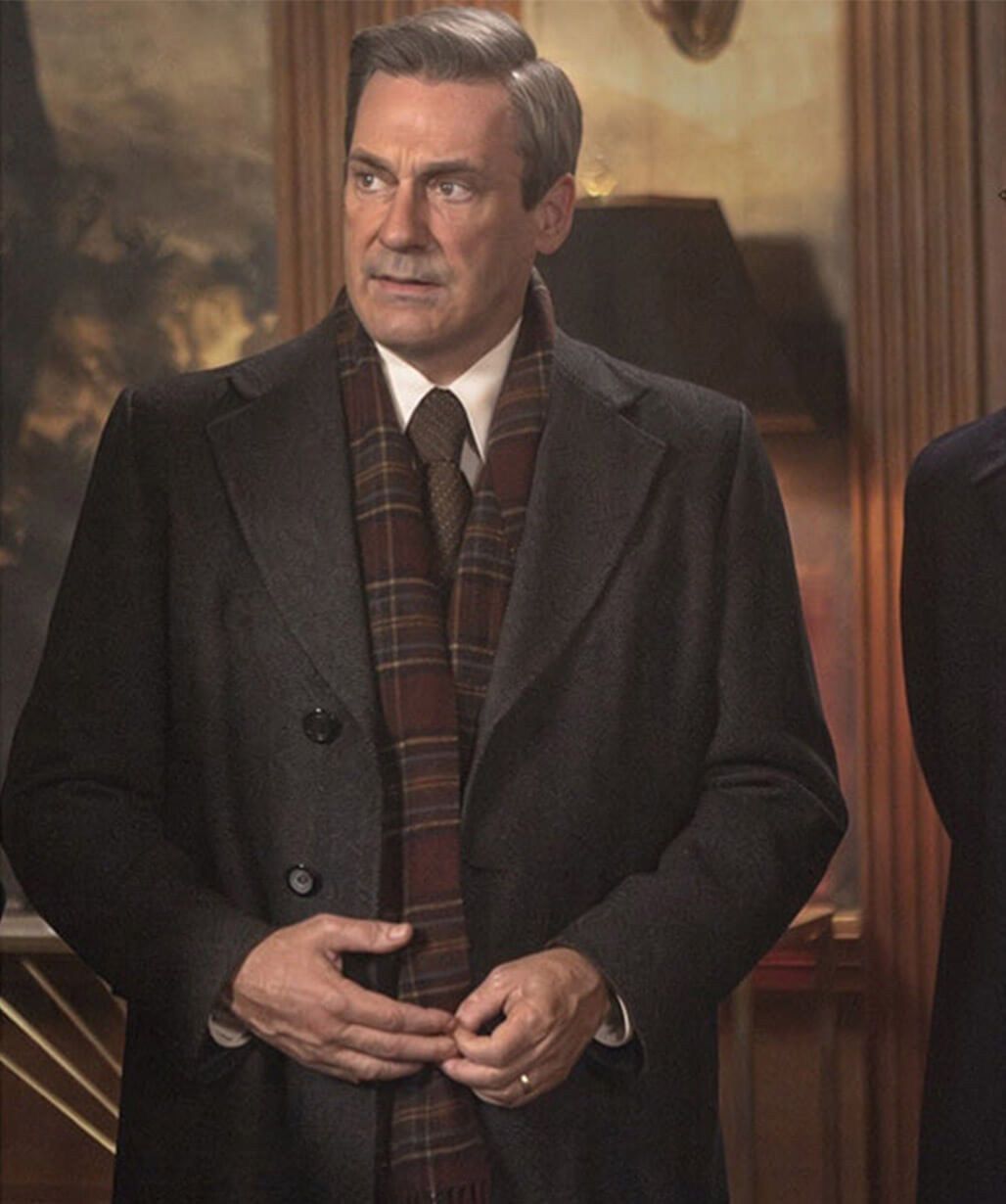 Jon Hamm American Hostage 2026 Grey Wool Coat