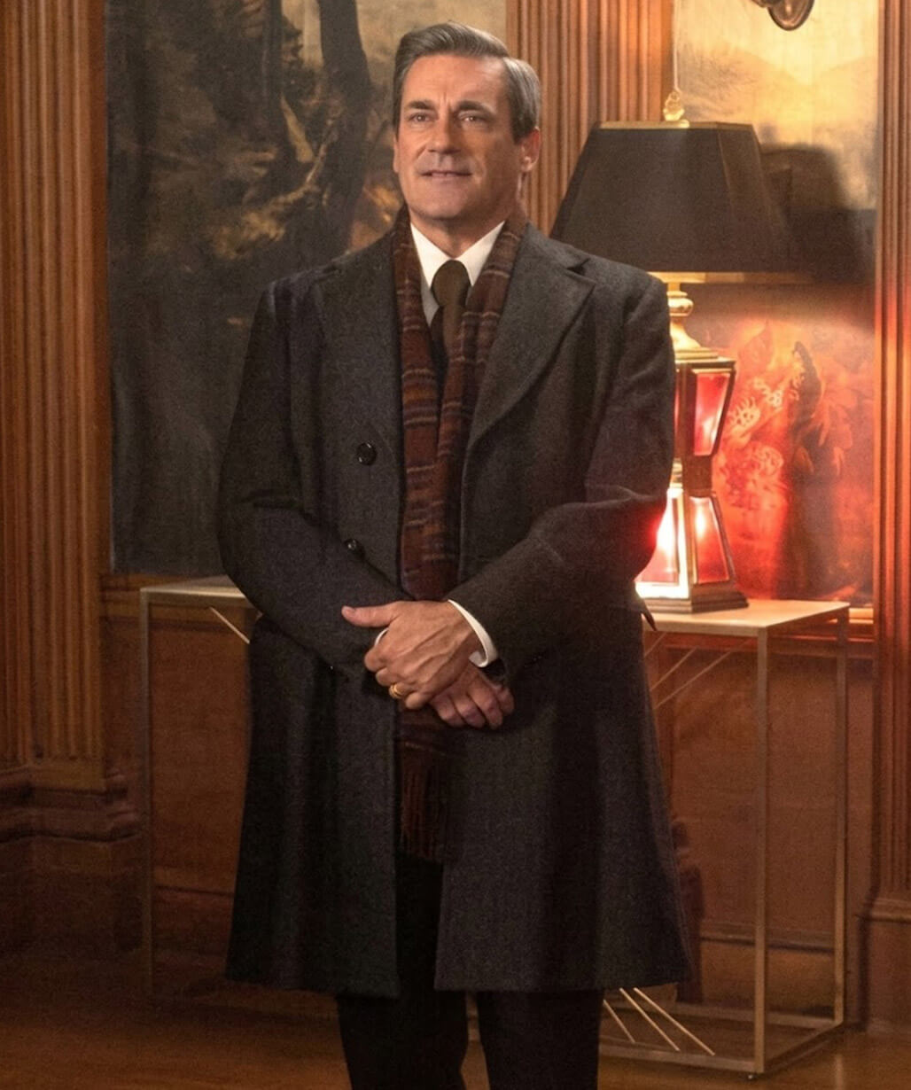 Jon Hamm American Hostage 2026 Grey Wool Coat