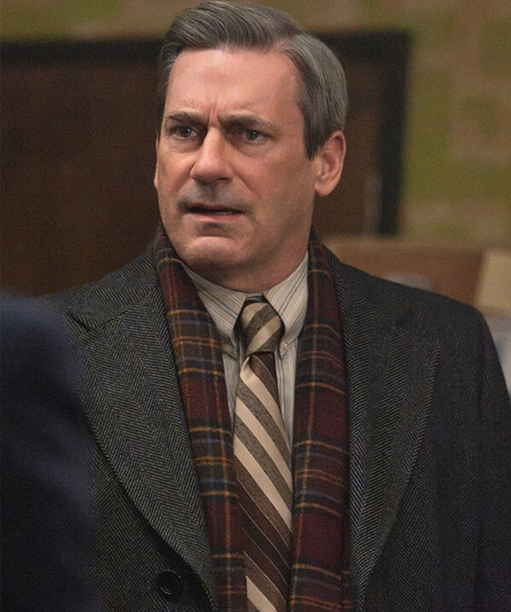 Jon Hamm American Hostage 2026 Grey Wool Coat