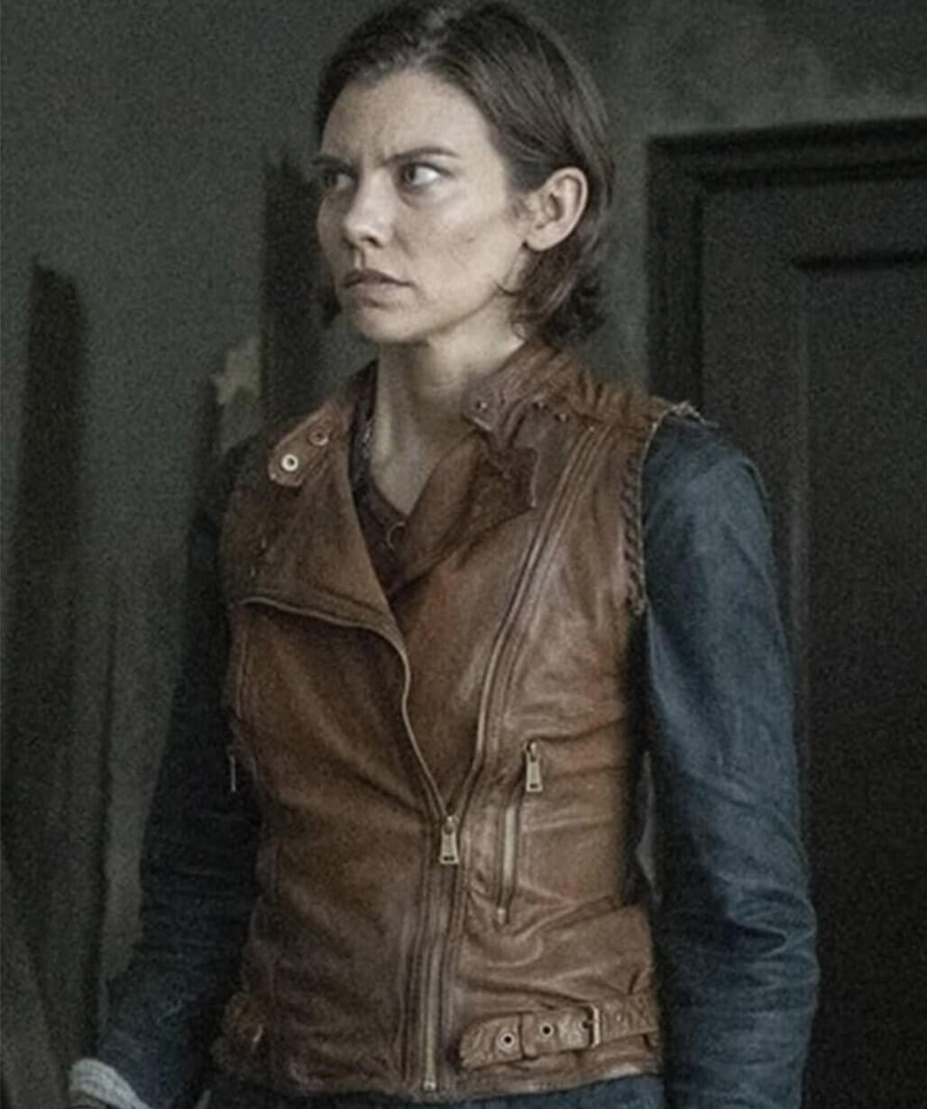 Lauren Cohan The Walking Dead: Dead City Brown Leather Vest