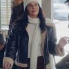 Lauren Graham Gilmore Girls Black Shearling Leather Jacket