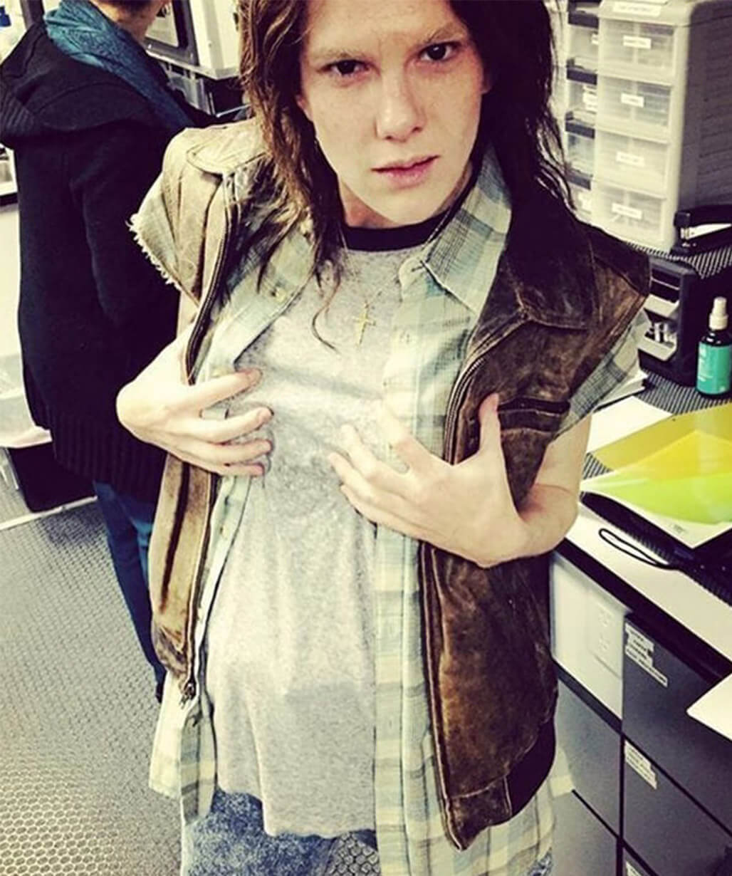 Lily Rabe American Horror Story S05 Brown Leather Vest