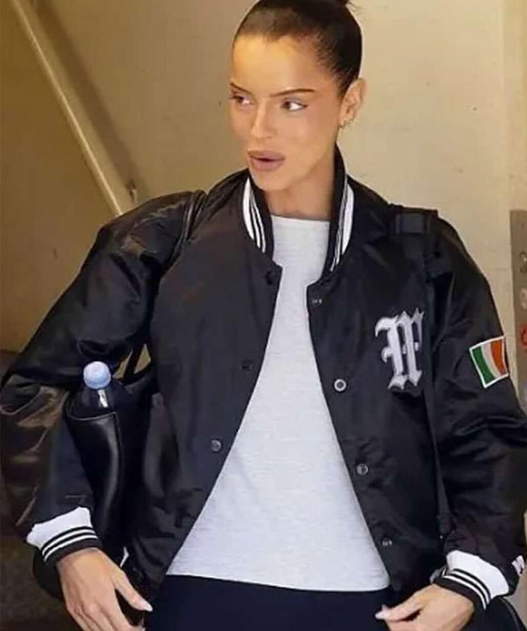 Maura Higgins LA 2026 Black Varsity Jacket