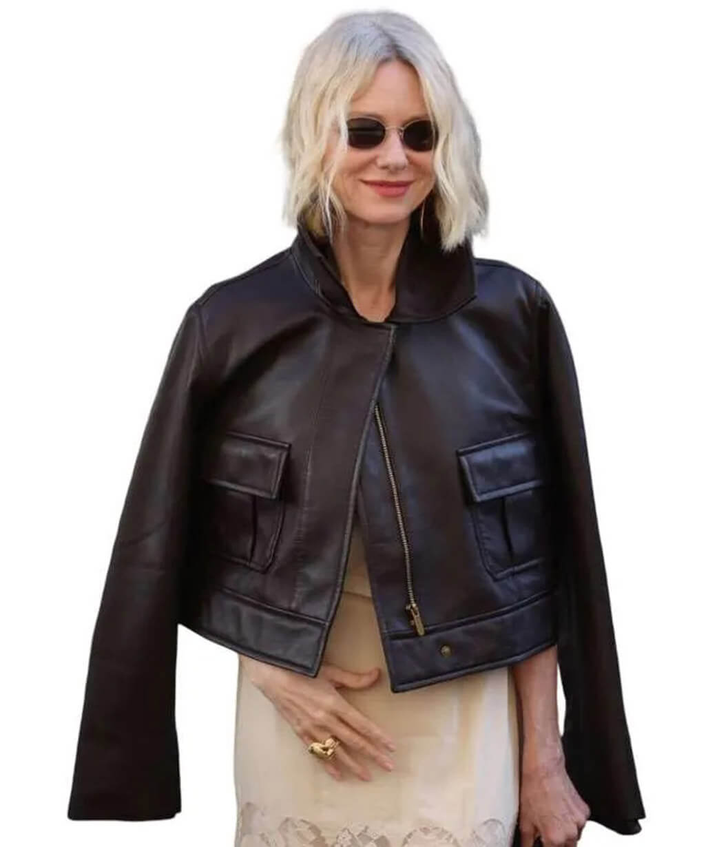 Naomi Watts PFW 2026 Brown Leather Jacket