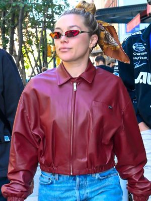 NYC 2026 Florence Pugh Leather Jacket