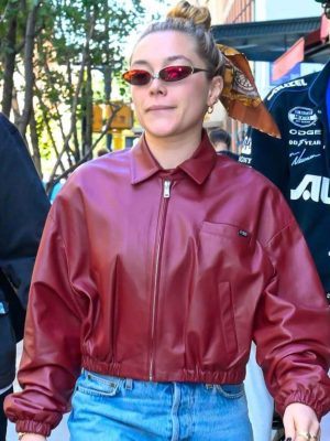 NYC 2026 Florence Pugh Leather Jacket