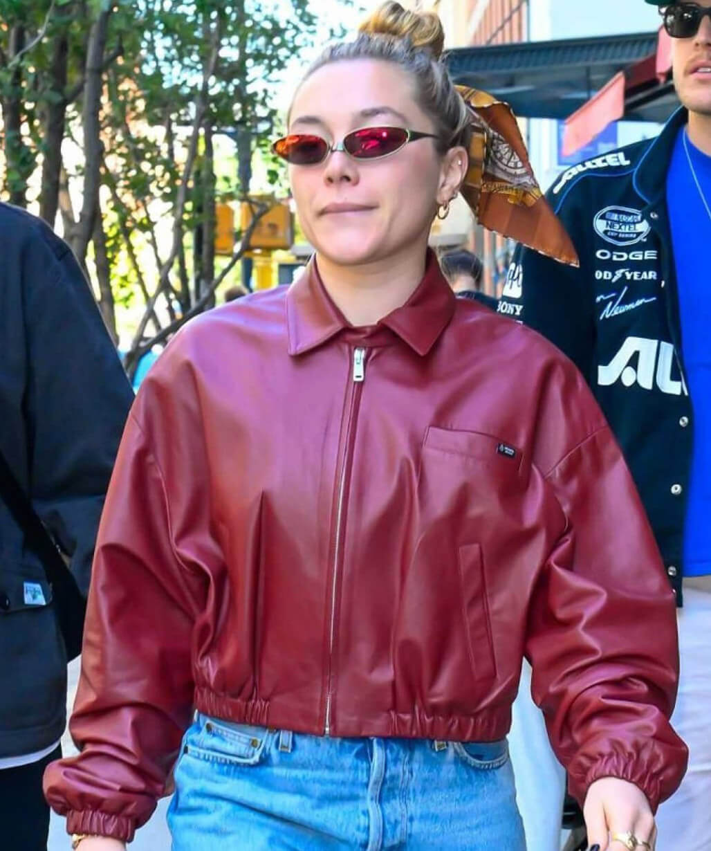 NYC 2026 Florence Pugh Leather Jacket