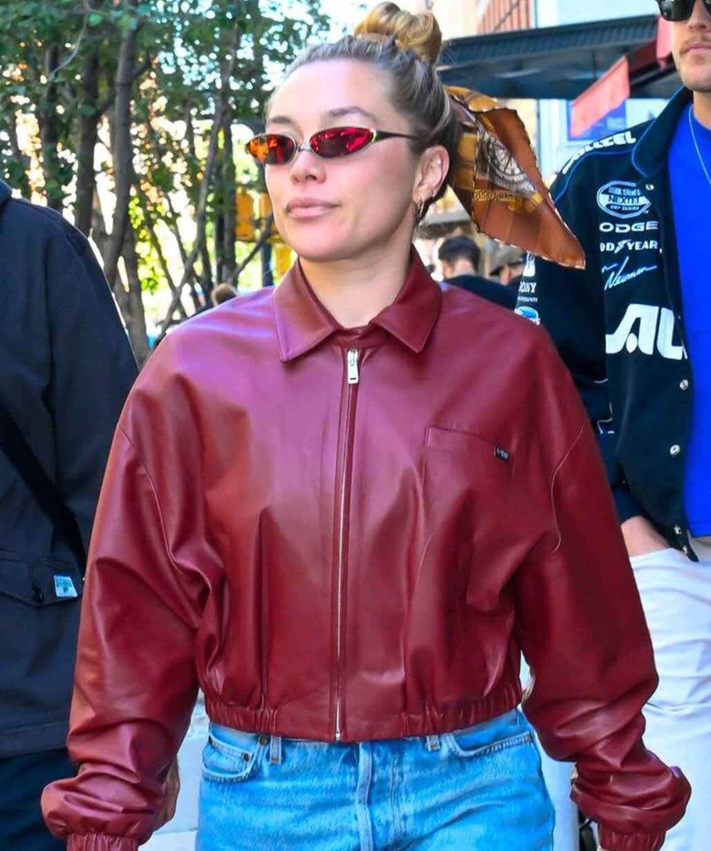 NYC 2026 Florence Pugh Leather Jacket
