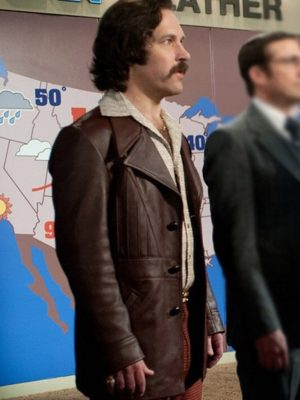 Paul Rudd Anchorman 2 Brian Brown Leather Coat