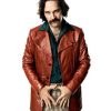 Paul Rudd Anchorman 2 Brian Fantana Brown Leather Coat