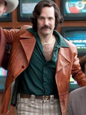 Paul Rudd Anchorman 2 Brian Fantana Brown Leather Coat