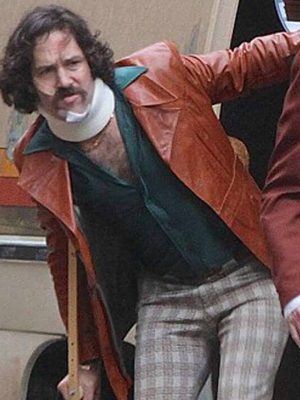 Paul Rudd Anchorman 2 Brian Fantana Brown Leather Coat