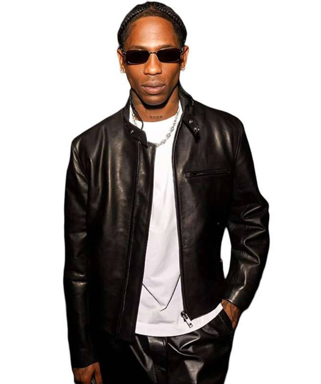 Travis Scott MFW 2026 Black Leather Jacket