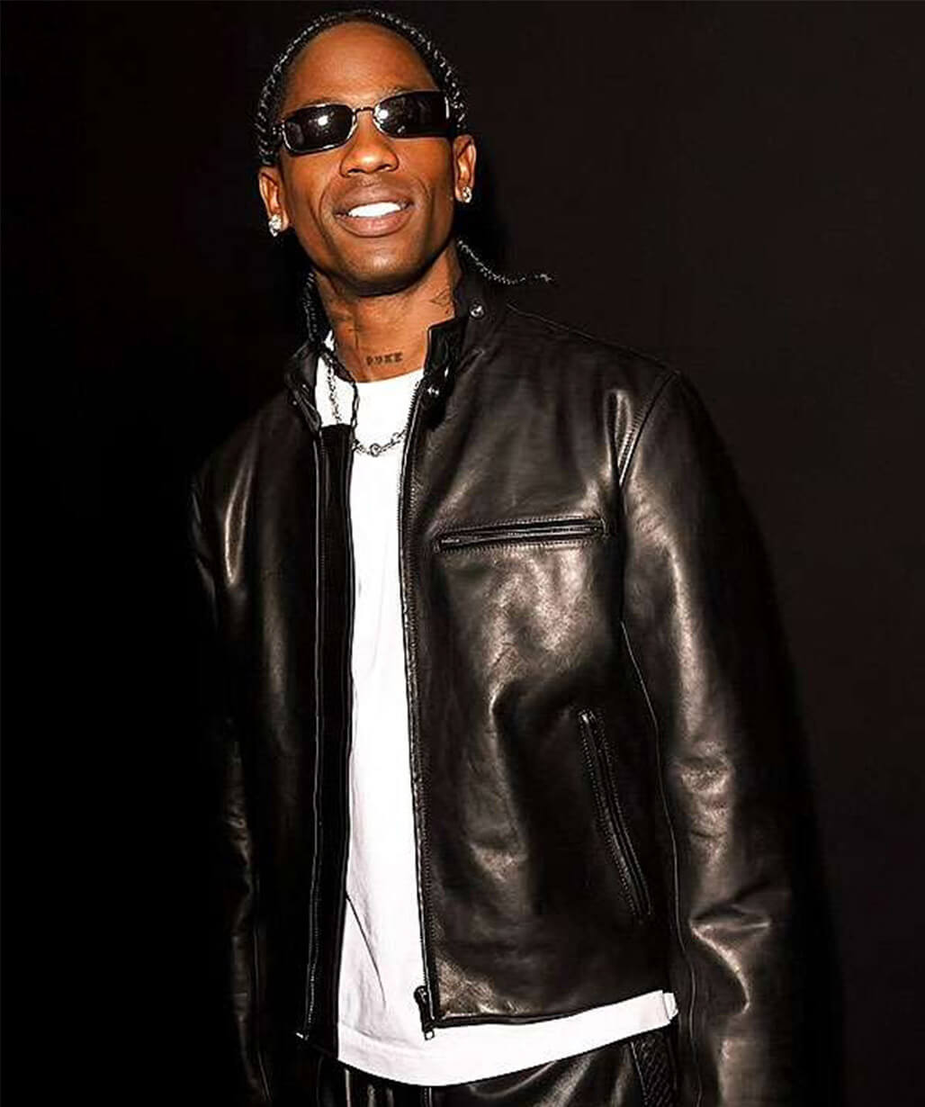 Travis Scott MFW 2026 Black Leather Jacket