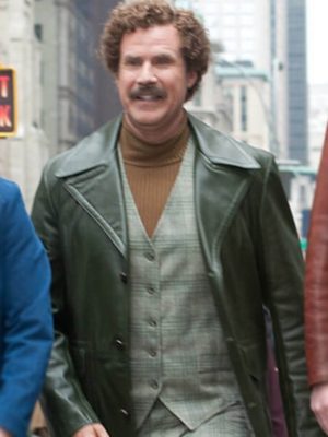 Will Ferrell Anchorman 2 Green Leather Coat